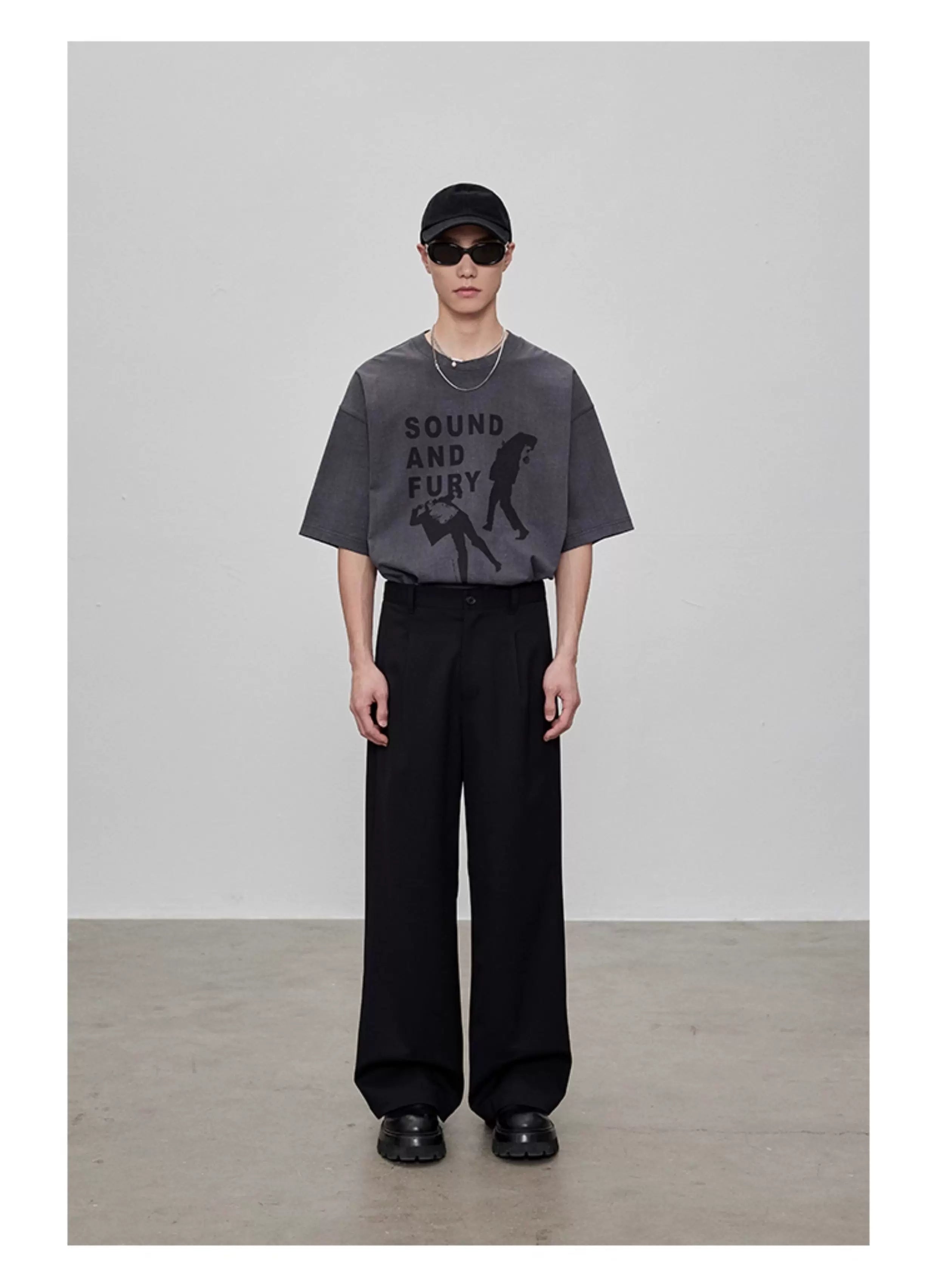 Adjustable Waist Wool Blend Dress Pants