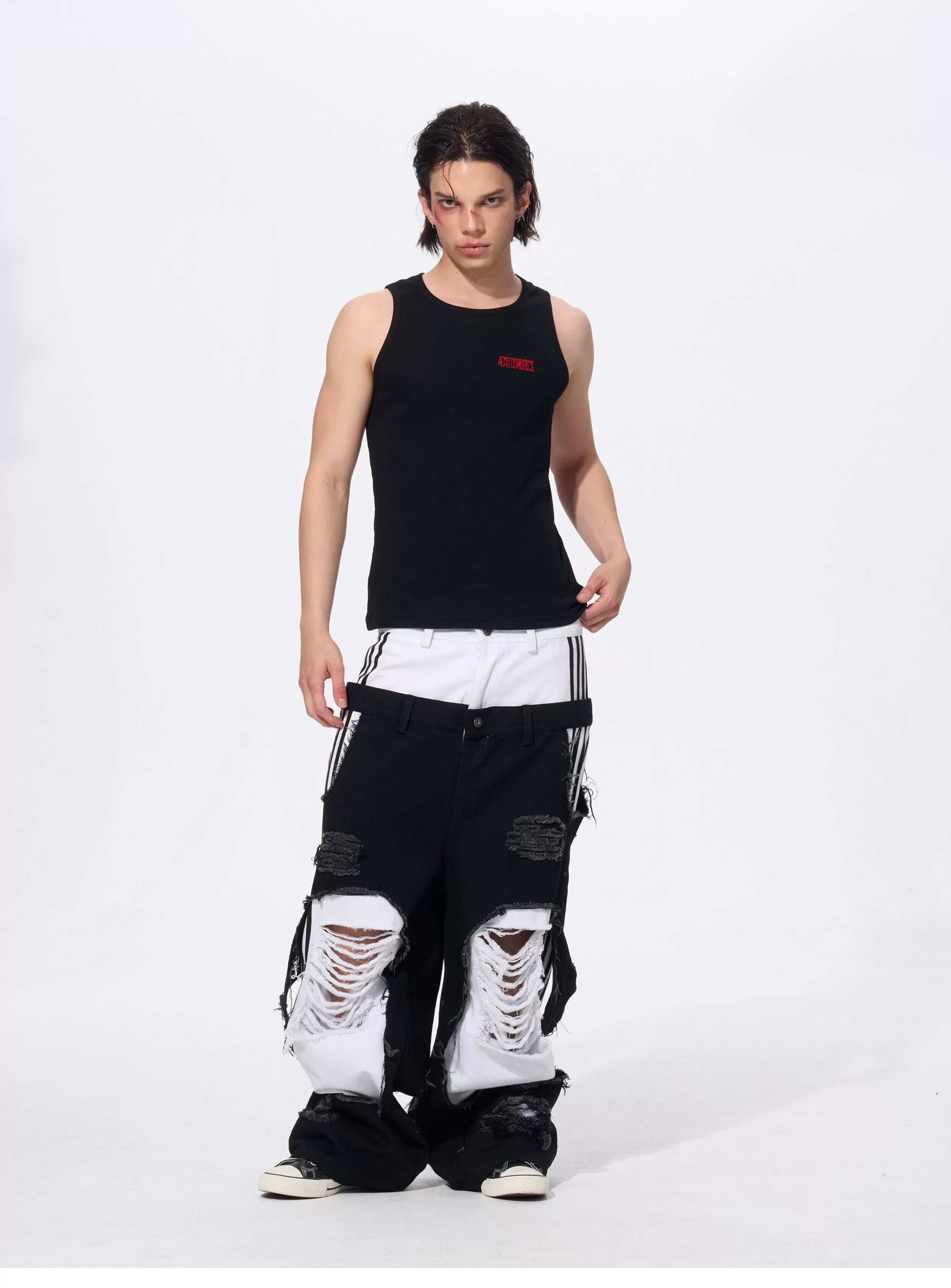 Men's Ripped Double Waist Jeans