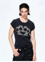 Rivet Striped Flutter Sleeve Tee