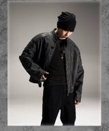 Distressed Deconstructed Biker Leather Jacket