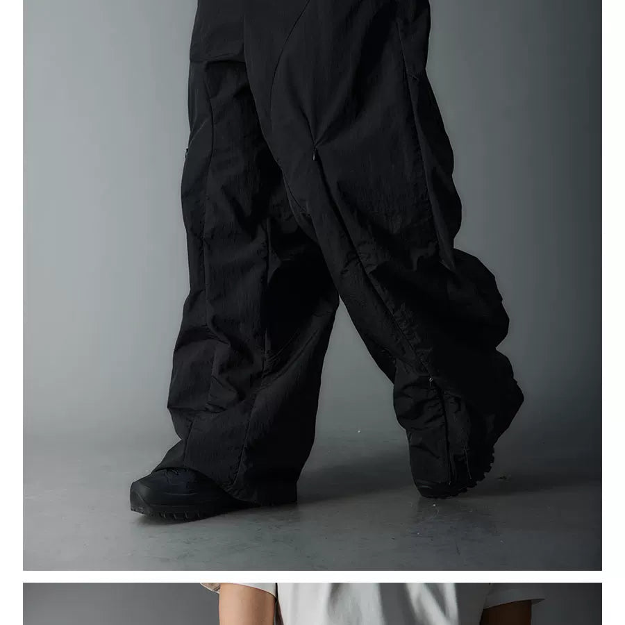 Waterproof Irregular Zippered Baggy Trench Pants