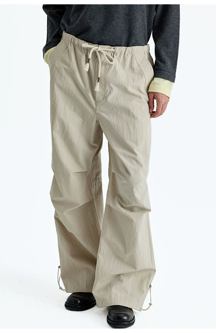 Drawstring Waist Nylon Cotton Parachute Pants