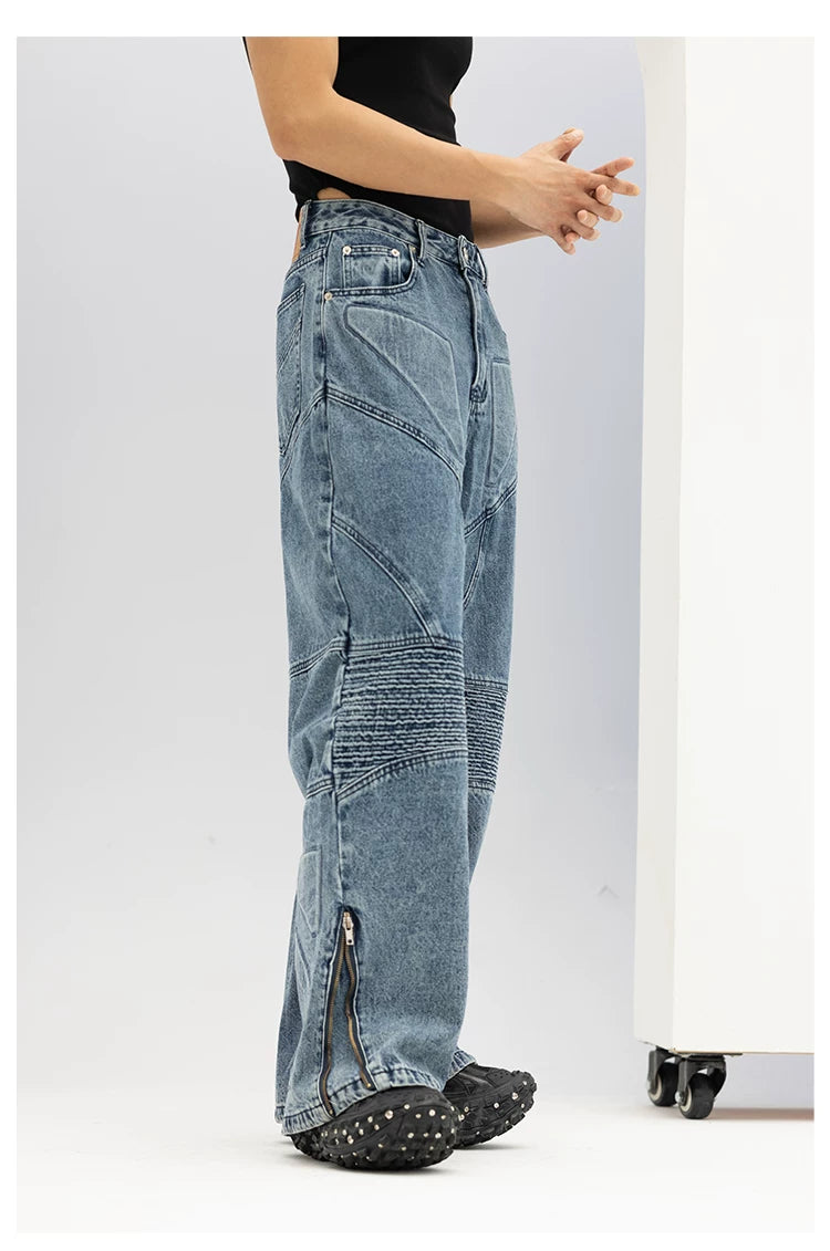 Men's Blue Black Loose Flared Jeans