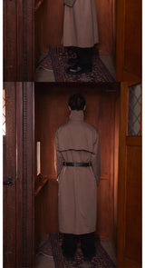 Long Loose Stand Collar Trench Coats