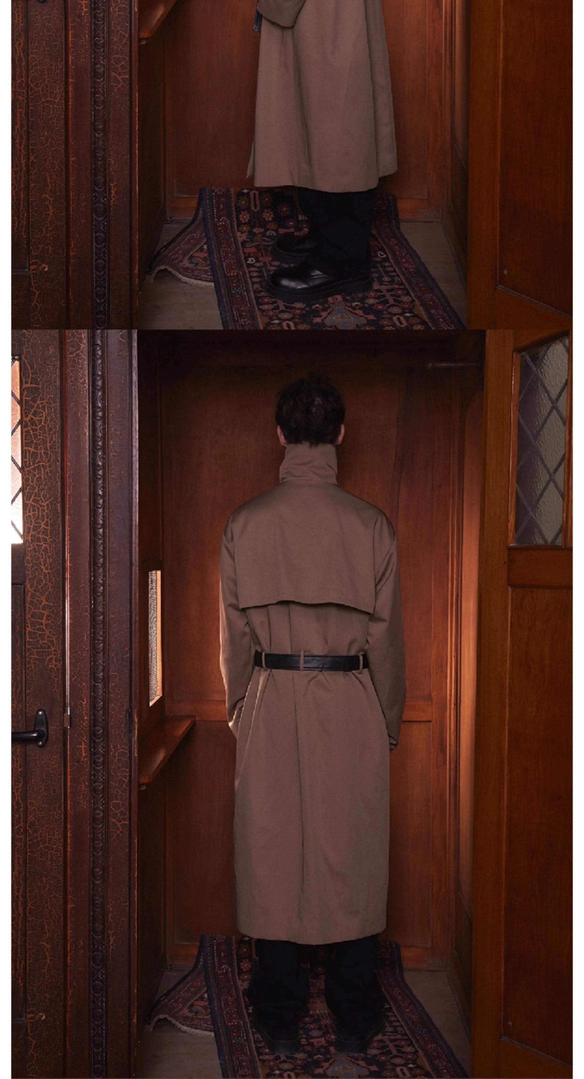 Long Loose Stand Collar Trench Coats