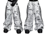 Wide Leg Two-In-One White Canvas Pants
