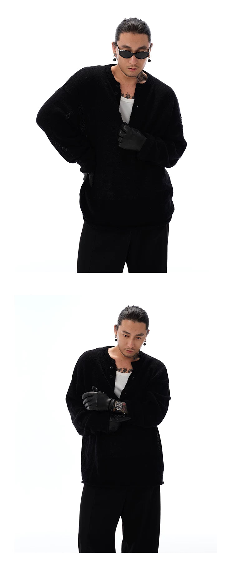 Men's Mohair Henley Sweater