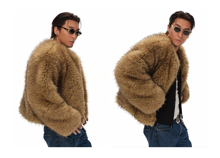 Men's Winter Cropped Long Fur Coat