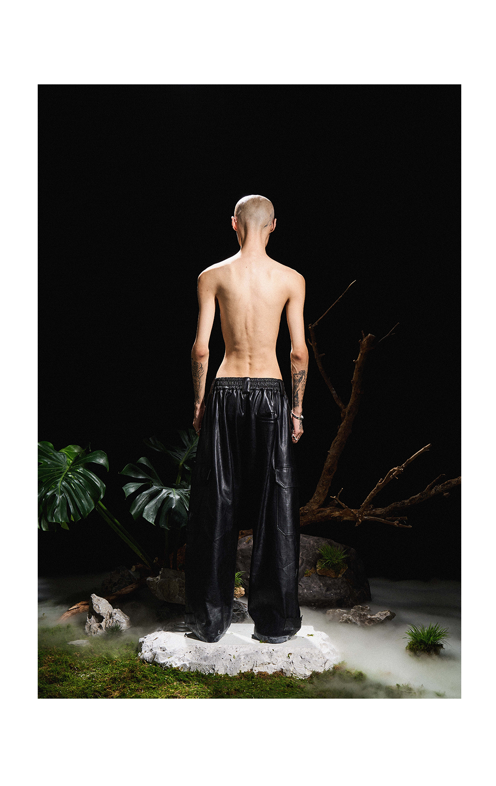 Pleated Tapered Leather Pants