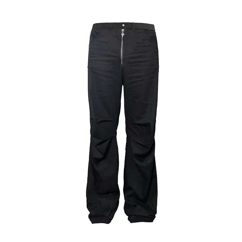 Black Denim Wide Flare Pants