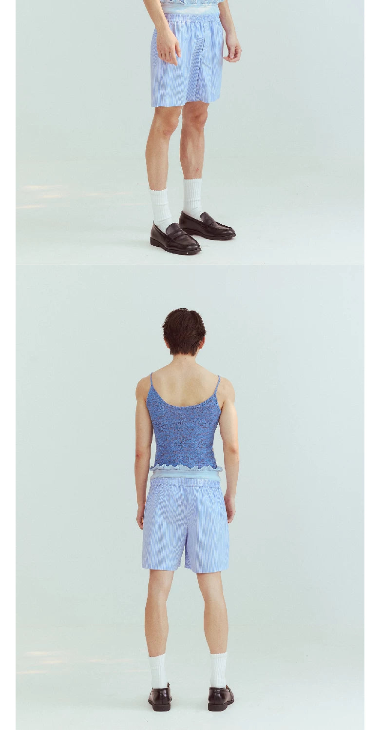 Mixed Blue Deep V Knit Camisole