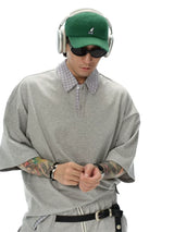 Heavy Double Yarn Patchwork Polo Shirt