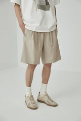 Draped Drawstring Elastic Waist Pleated Shorts