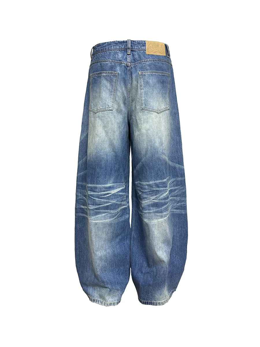 Icy Blue Vintage Coated Baggy Jeans