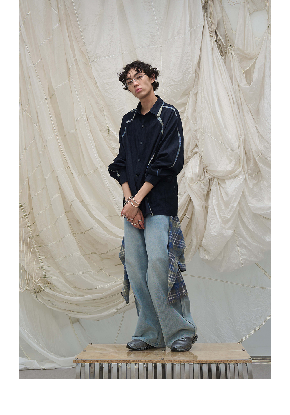 Washed Denim Split Shirt