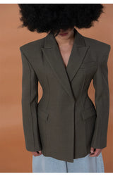 Men's Sage Green Padded Cinched Blazer