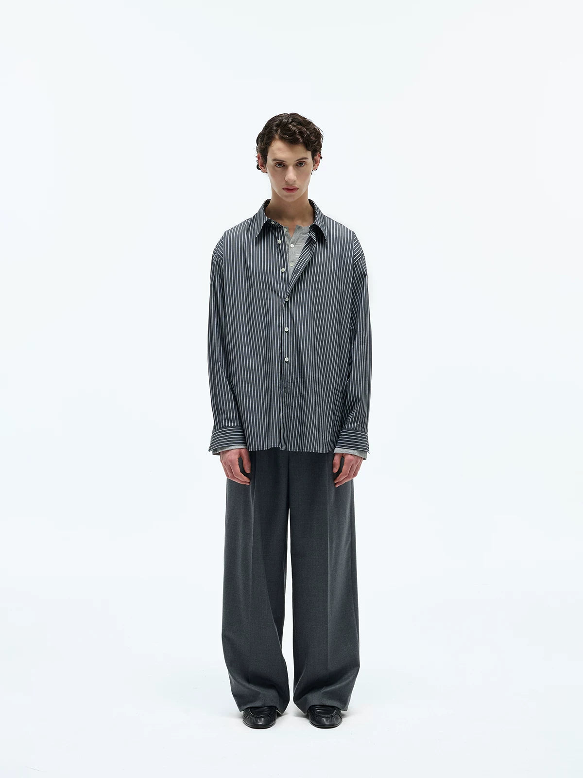 Stripe Cotton Blend Casual Shirt