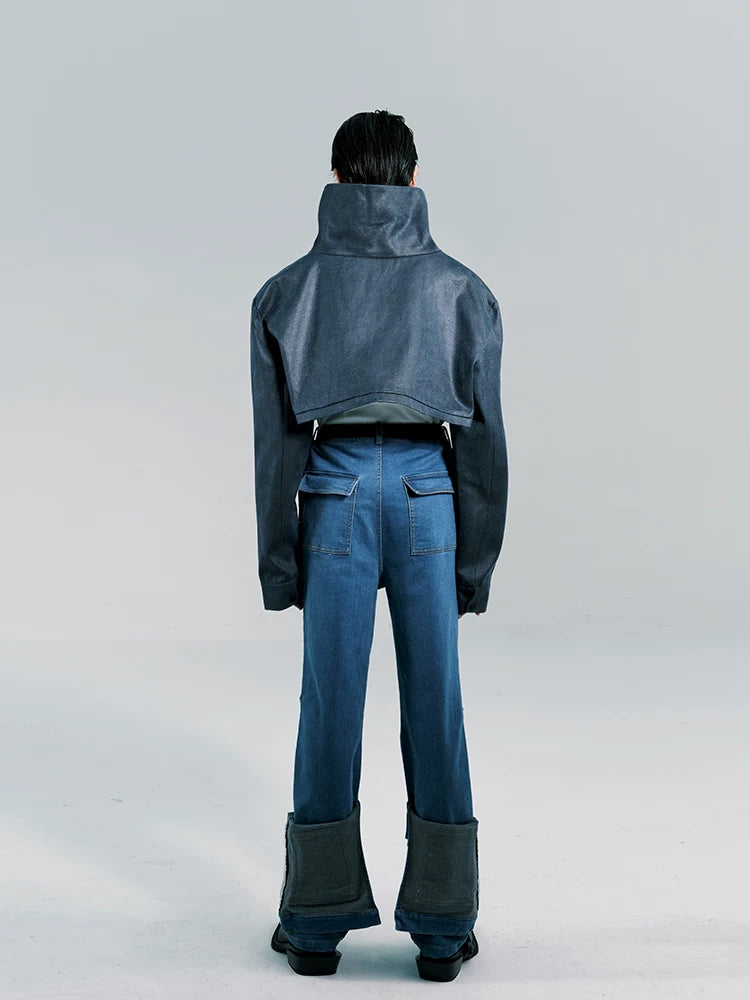 Y2K Cropped Stand Collar Jacket