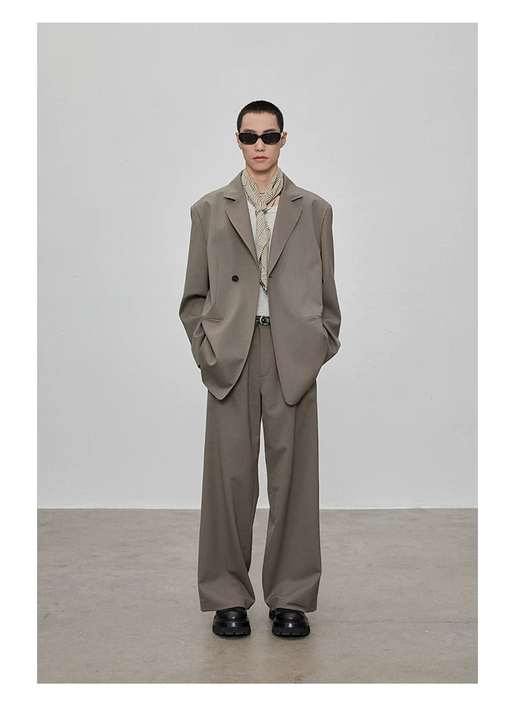Casual Notched Lapel Wool Blend Blazer