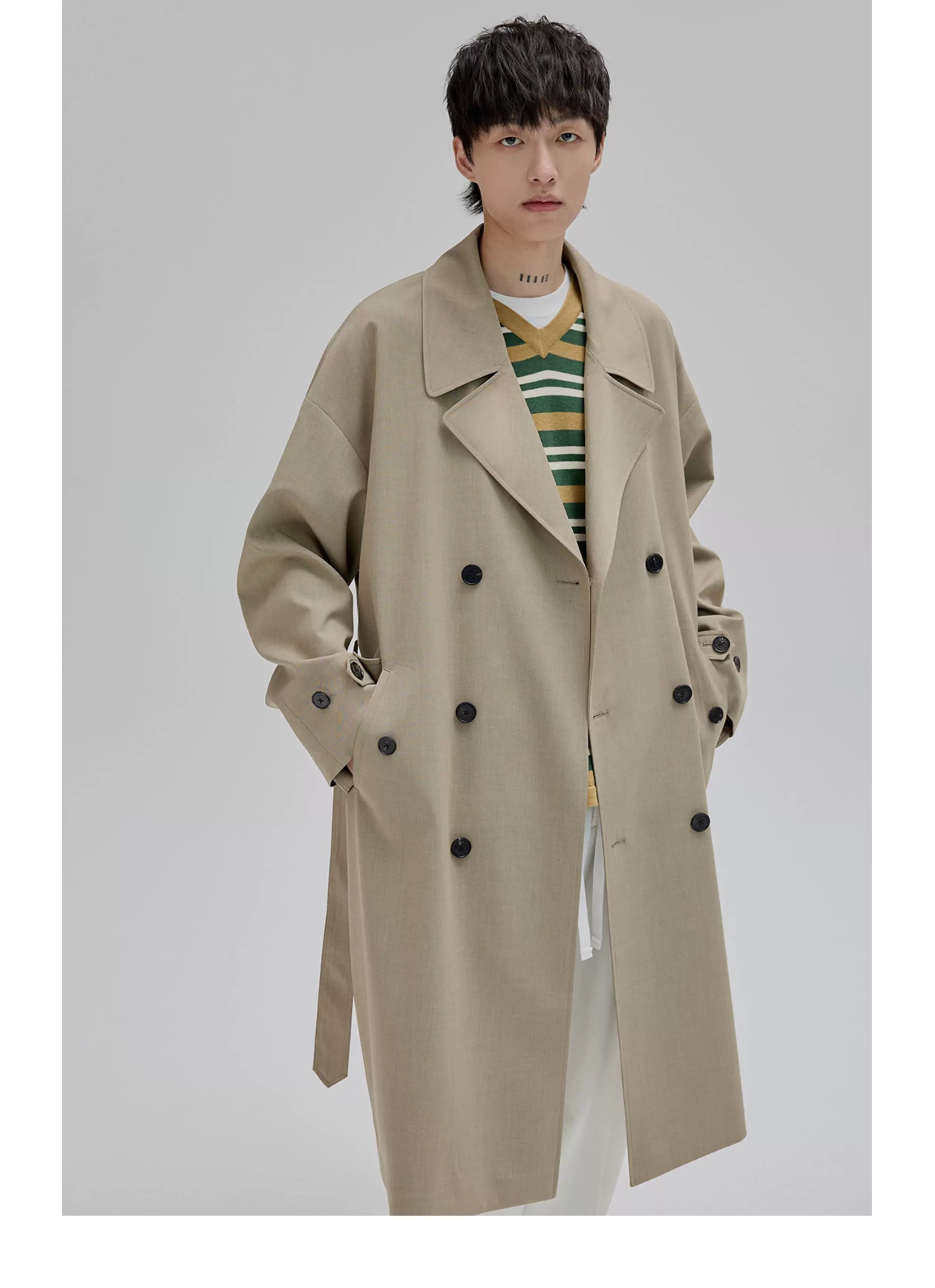 Double Breasted Long Trench Coat