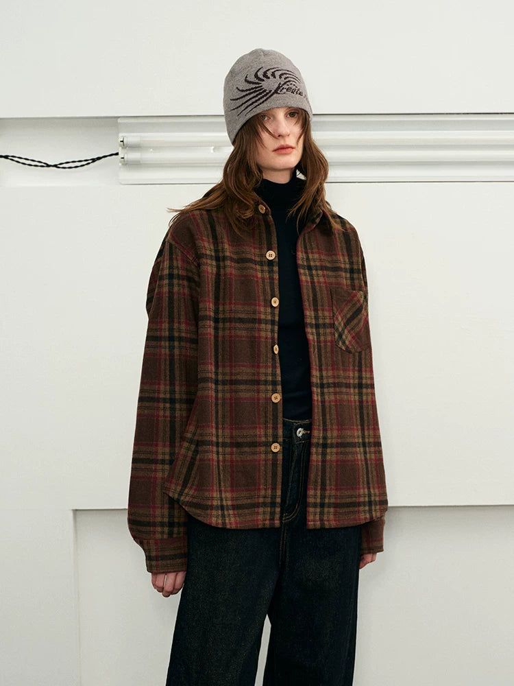 Men's Long-sleeve Plaid Wool Blend Shirt