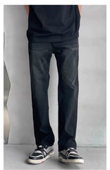 Men's Washed Black Loose Straight Jeans