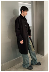 Men's Loose Long Collared Wool Coat