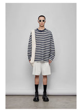 Striped Raw Edge Long Sleeve Tee