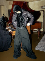 Black Short Down Stand Collar Jacket