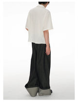 Hollow Striped Short Sleeve Crop Shirt