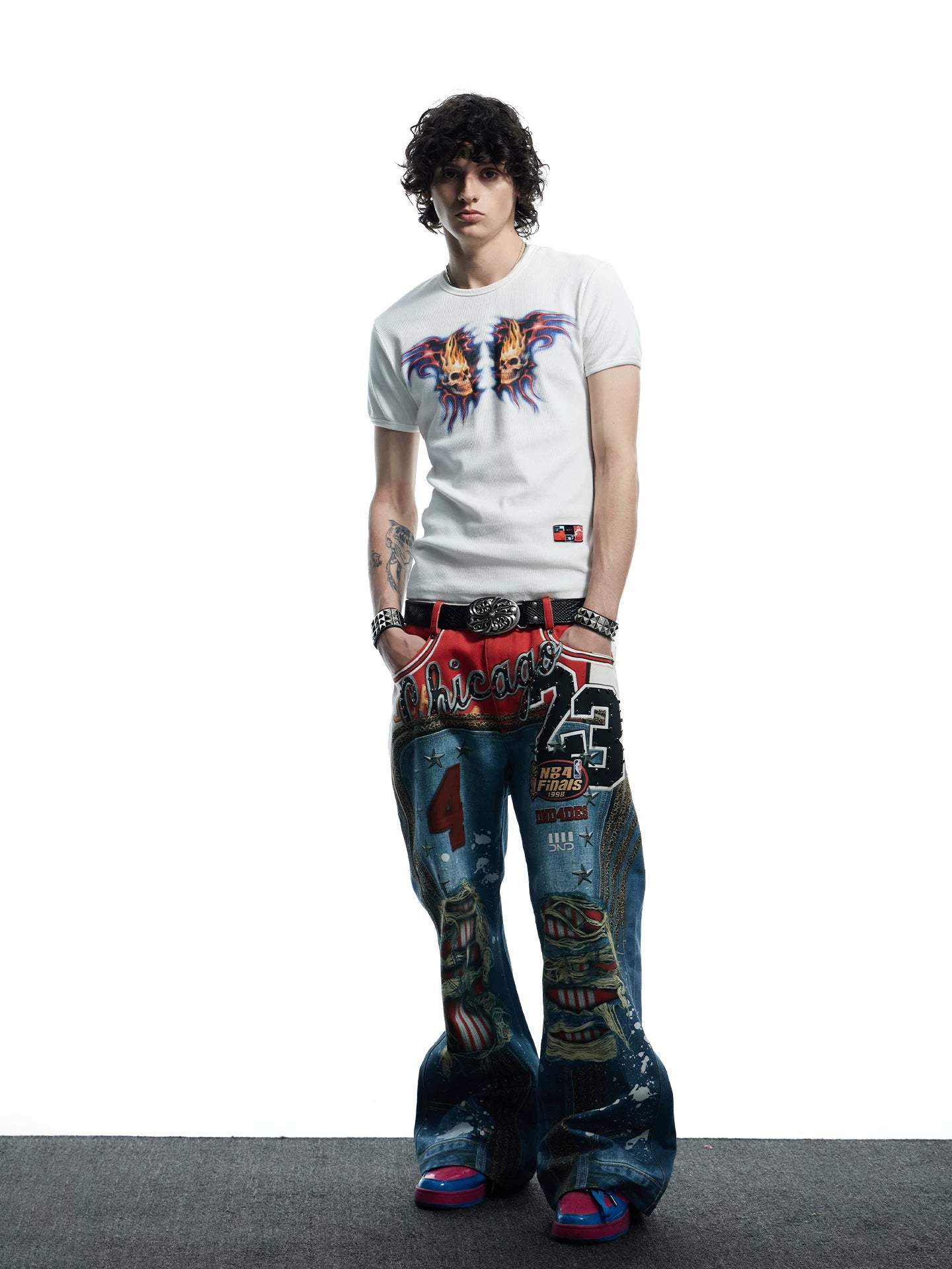 Skull Print Slim Ribbed Tee