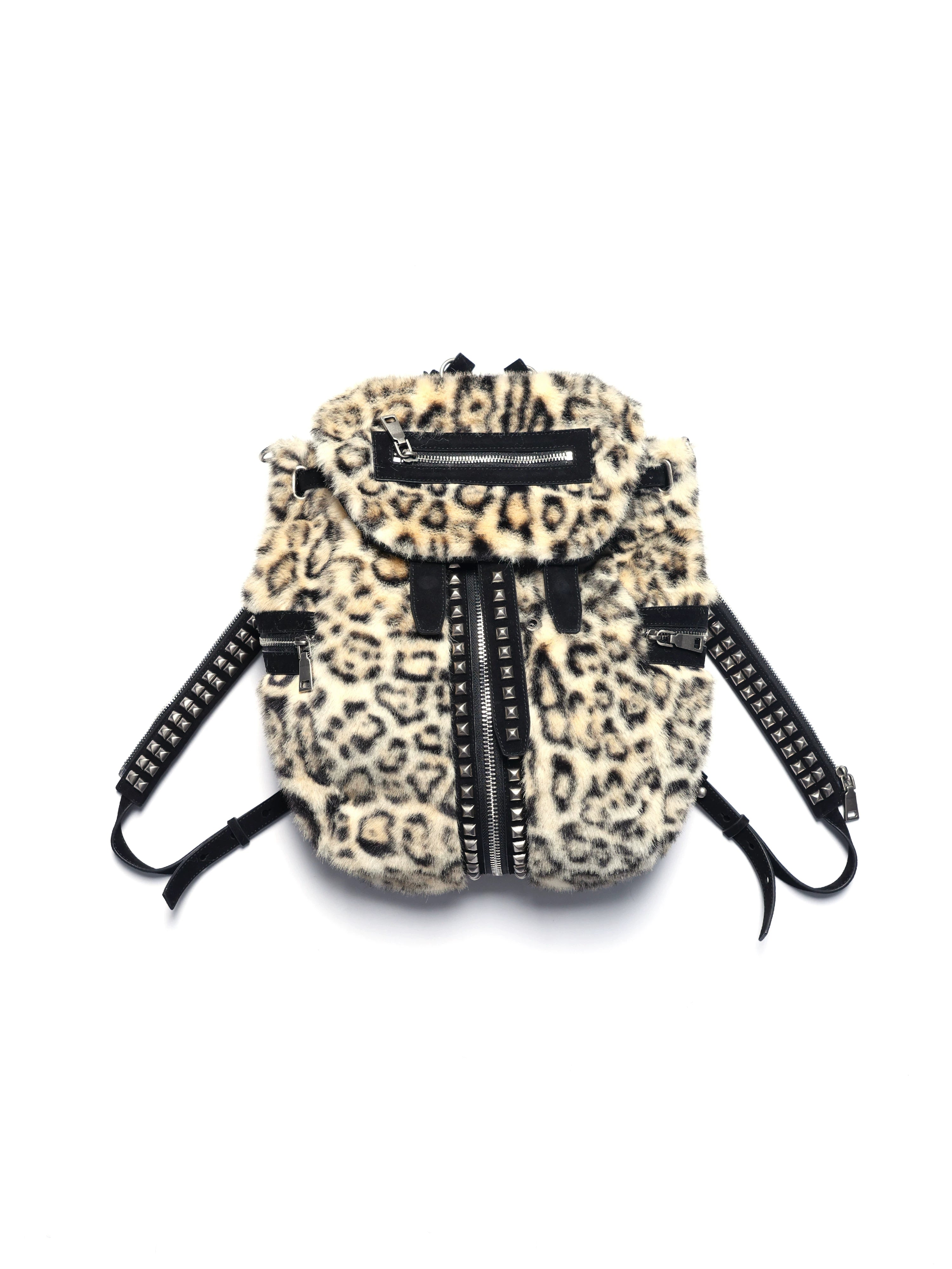 Riveted Adjustable Two-tone Leather Bucket Backpack