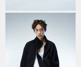 Asymmetric Zip Cropped Turtleneck Jacket