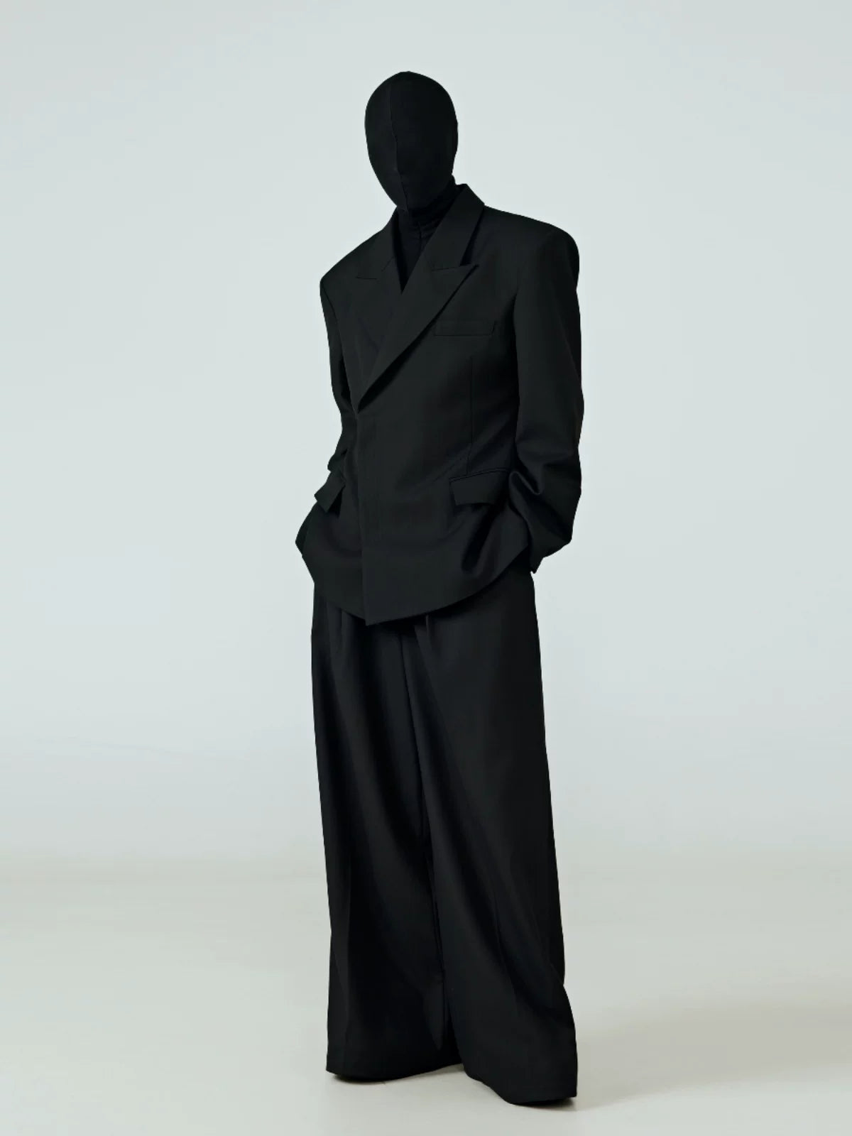 Black Waist-cinched Drapey Wrinkle-free Blazer