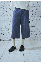 Washed Indigo Cargo Cropped Pants