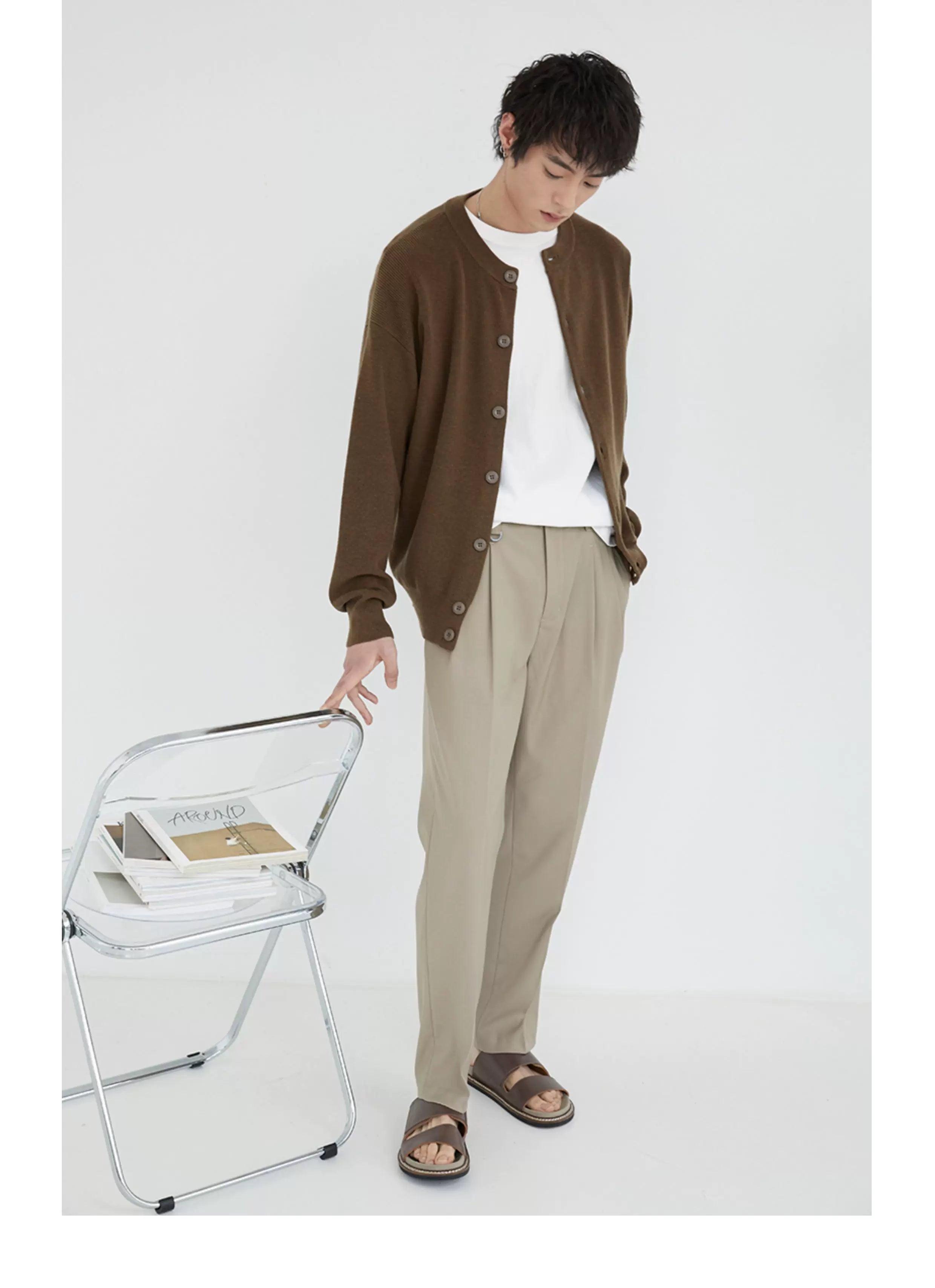 Double Pleated Wide Cropped Suit Pants