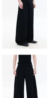 Loose Black Pleated Wide Leg Sweatpants