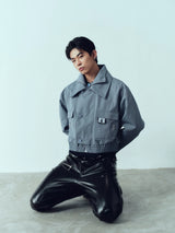 Waterproof Short Grey-blue Vintage Cargo Jacket