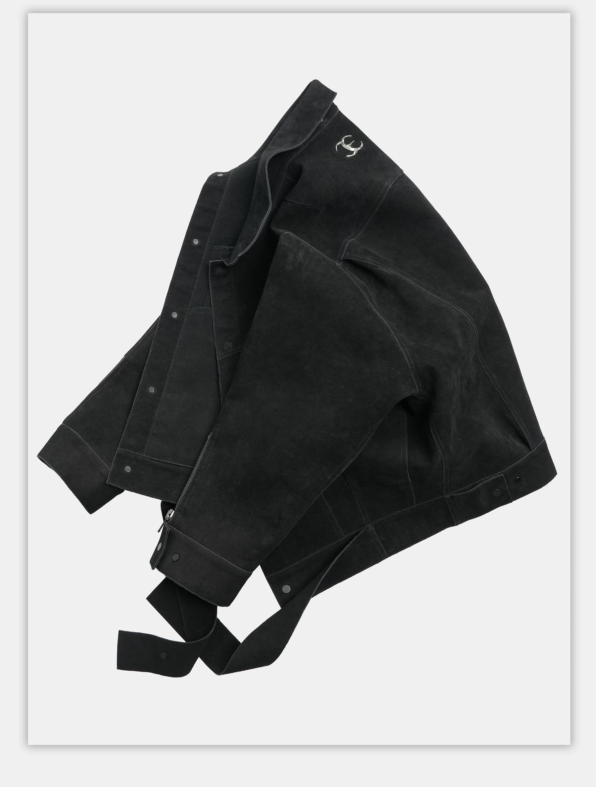 Oversized Raglan Suede Ribbon Jacket