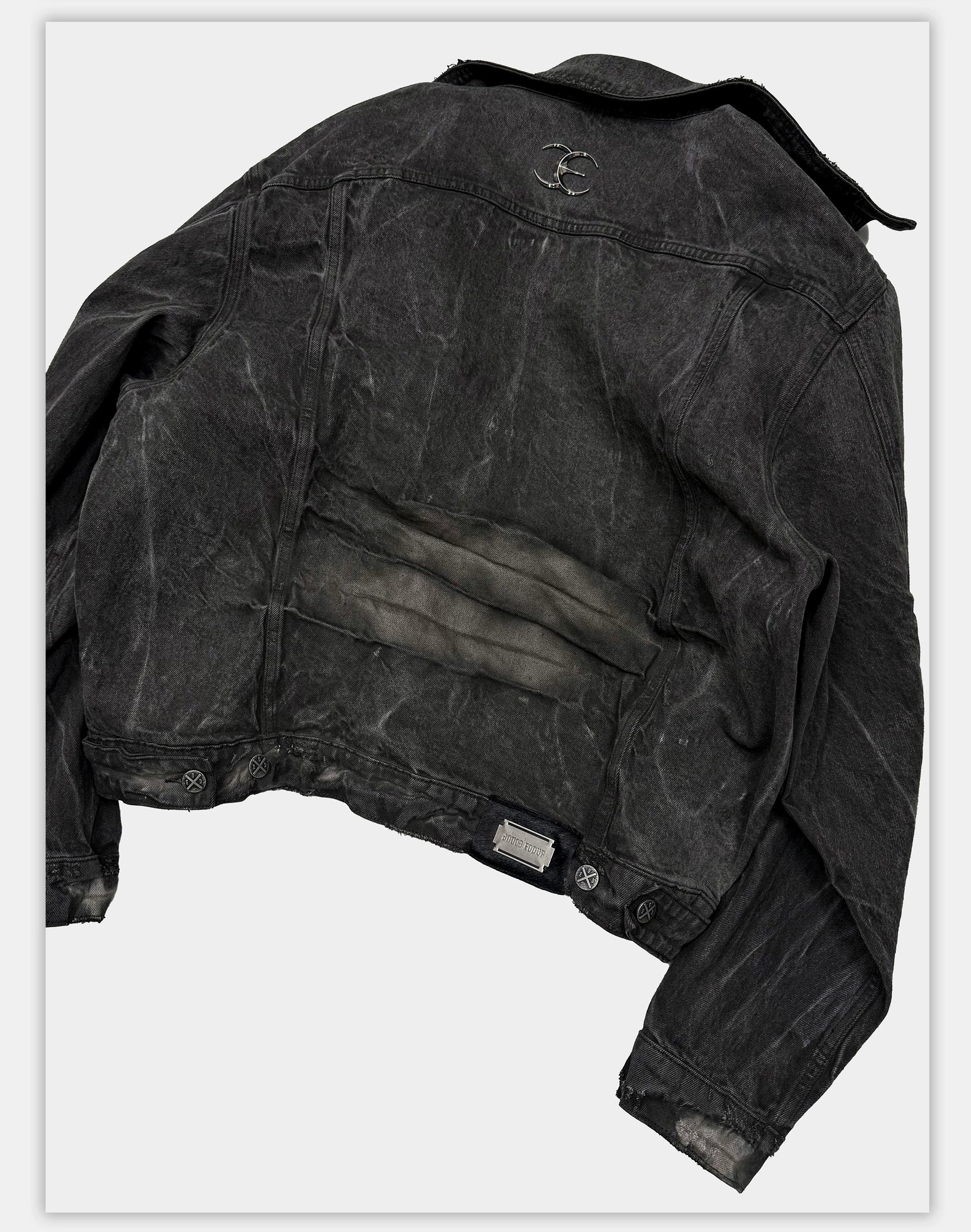 Loose Heavy Washed Distressed Denim Jacket