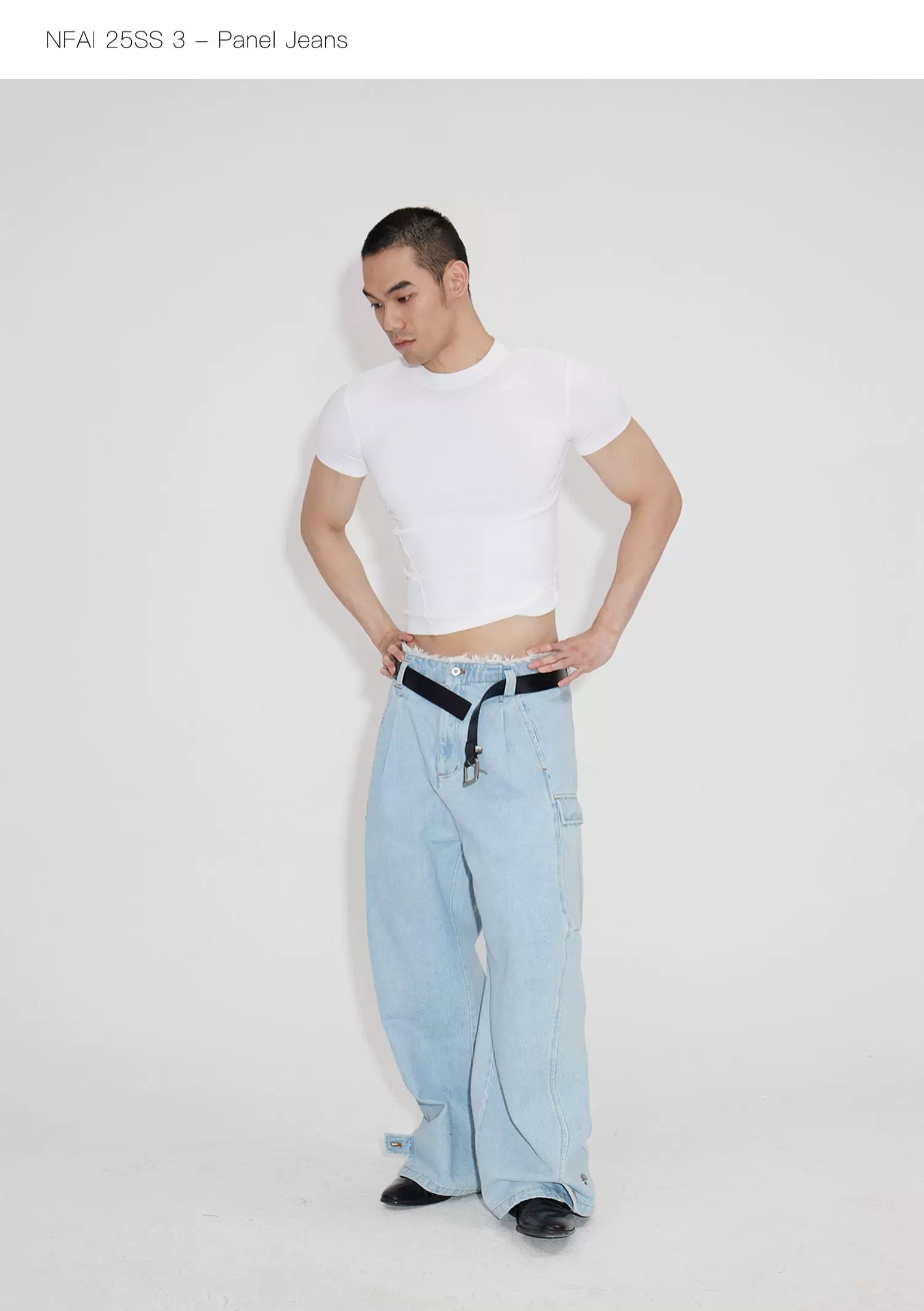 Three-Piece Raw Hem Curved Jeans
