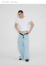 Three-Piece Raw Hem Curved Jeans