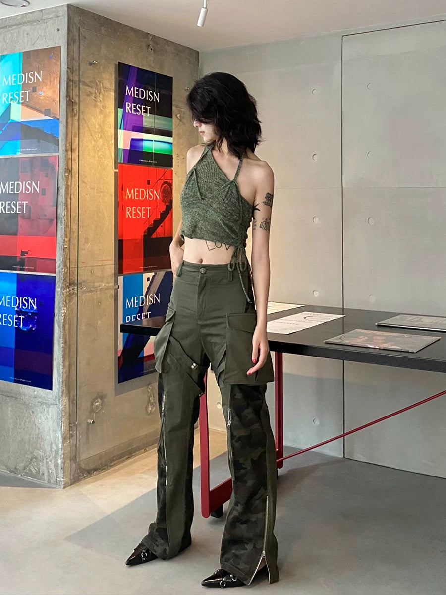 Military Green Camo Cargo Pants