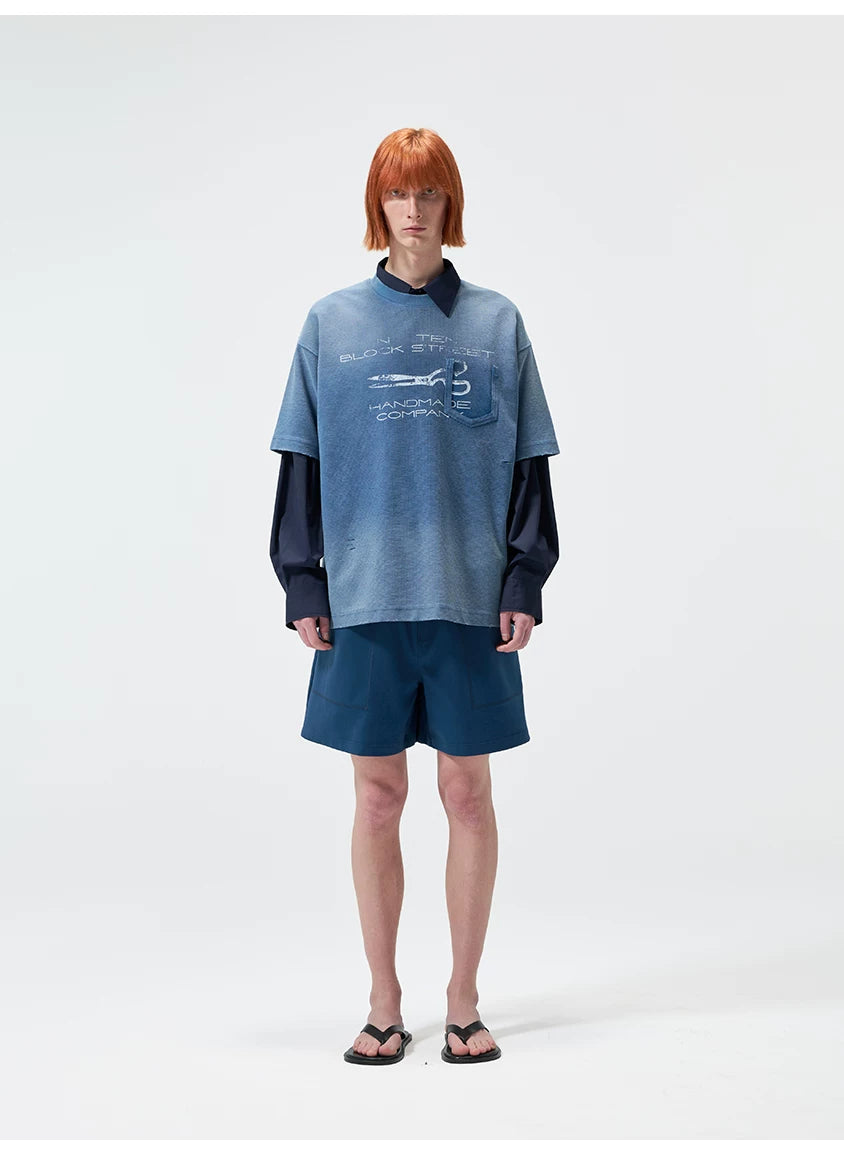 270G Printed Vintage Waffle Cotton Tee