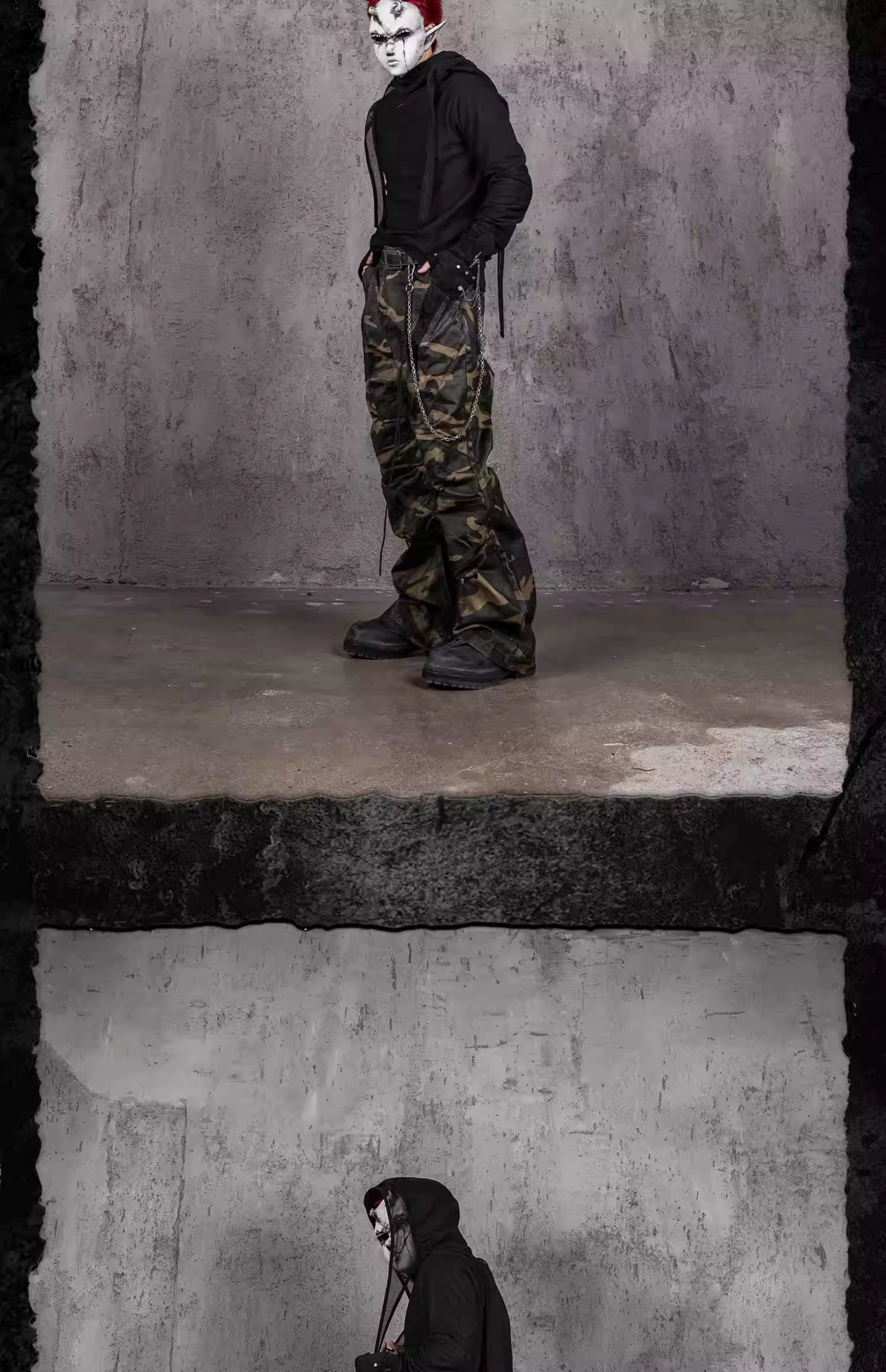 Waxed Camo Flared Jeans