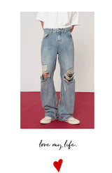 Men's Distressed Baggy Straight Jeans