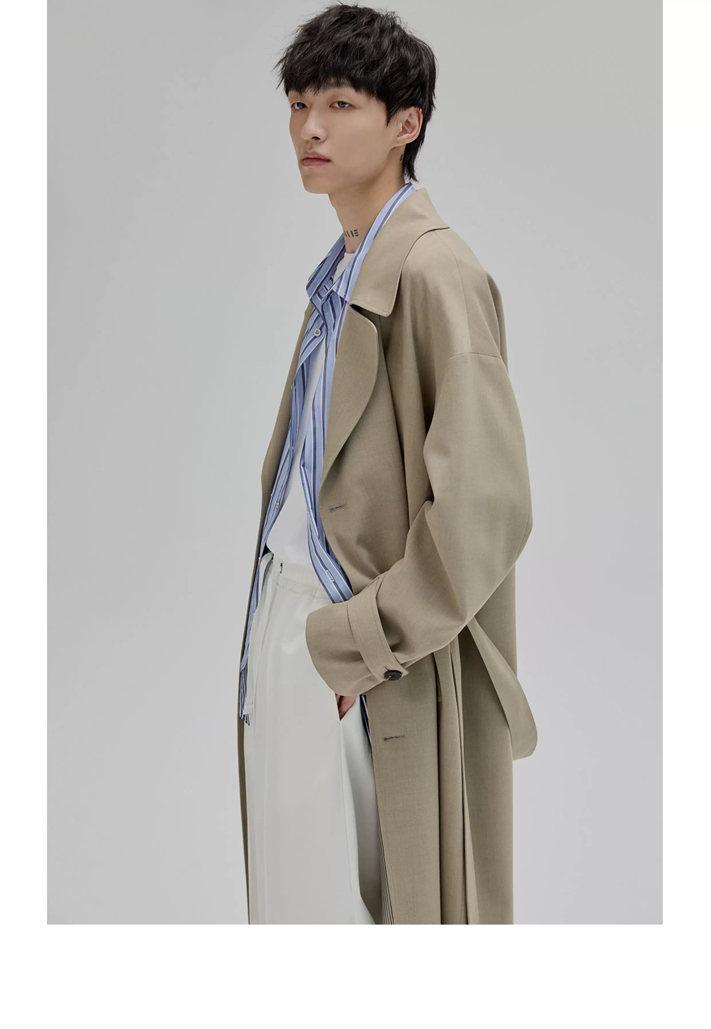 Double Breasted Long Trench Coat