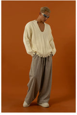 Men's Drawstring Wool Wide Leg Pants