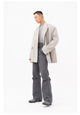 Men's Double Buckle Pleated Casual Pants