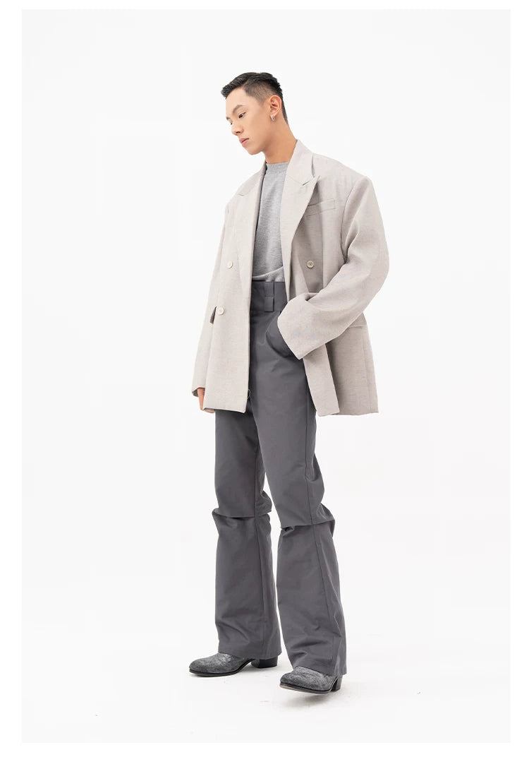 Men's Double Buckle Pleated Casual Pants